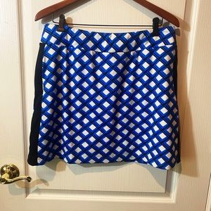 Worn Once Tail with Hidden Side Zippers, Electric Blue, Black and White